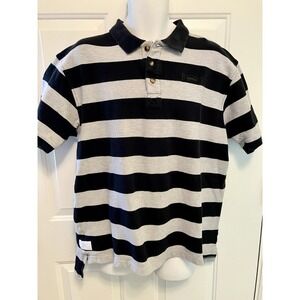 Orvis Signature Collection Heavy‎ Weight Striped Rugby Shirt Men's L Gray Navy